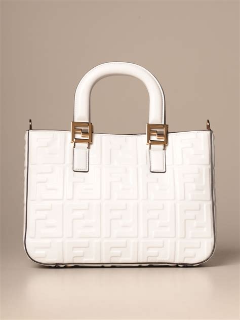 white fendi shoulder bag|Fendi embossed leather shoulder bag.